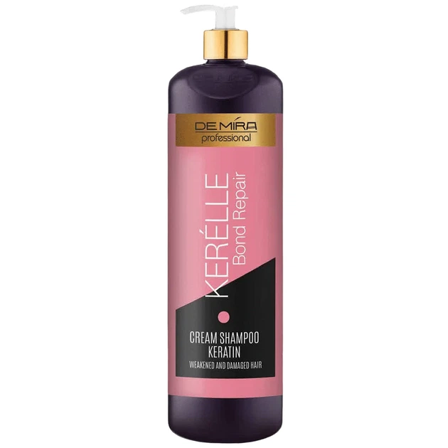 Шампунь DEMIRA Professional KERELLE Keratin Bond Repair Cream Shampoo відновлювальний з кератином 1000 мл - Фото 1 Шампунь DEMIRA Professional KERELLE Keratin Bond Repair Cream Shampoo відновлювальний з кератином 1000 мл - изображение 1