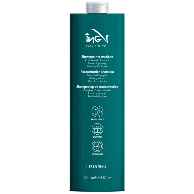 Шампунь ING Professional Treating Reconstruction Shampoo для реконструкції пошкодженого волосся з женьшенем 1000 мл - Фото 1 Шампунь ING Professional Treating Reconstruction Shampoo для реконструкції пошкодженого волосся з женьшенем 1000 мл - зображення 1