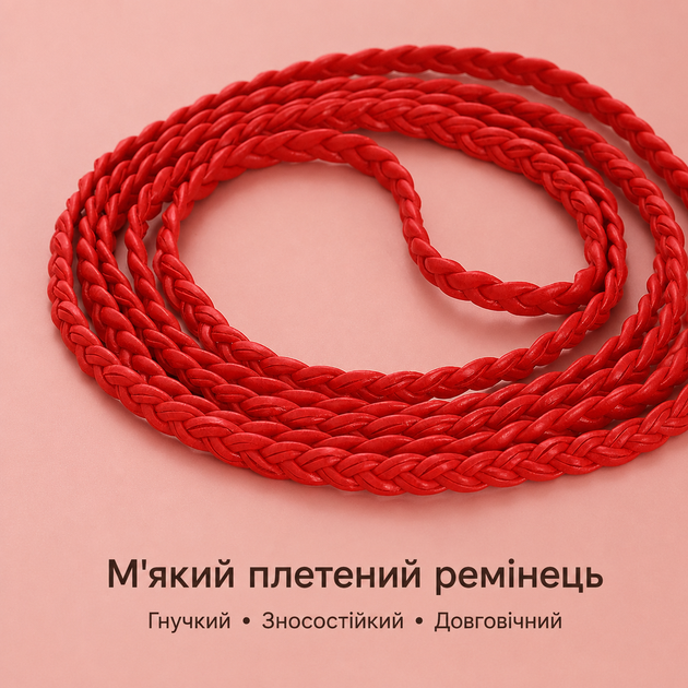 Изысканный плетеный пояс с искусственными жемчужинами Красный - изображение 5