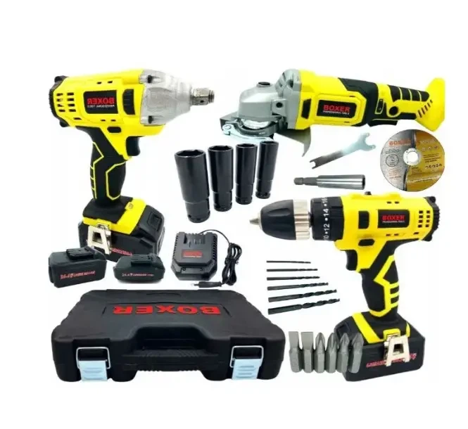 Набор аккумуляторных инструментов BOXER SR028 3в1 24 4 В с двумя аккумуляторами шуруповерт ударный гайковерт болгарка 125 мм в кейсе - изображение 5
