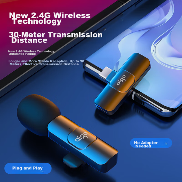 Микрофон Aigo S28 петличный беспроводной с шумоподавлением - изображение 11