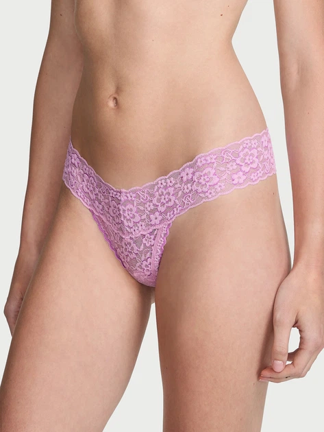 Кружевной комплект Victoria's Secret бюст Push-Up и трусики тонг 1161162797 (Сиреневый 36C/L) - изображение 4
