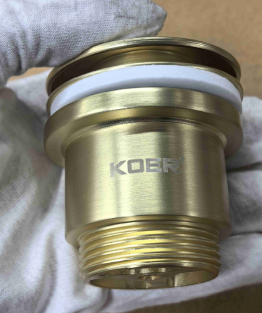 Донний клапан для раковини універсальний (з/без переливу) KOER PW-01-12 автоматичний (Click-Clack) (Колір золото матове) 1 1/4'' (KR5194) - изображение 2