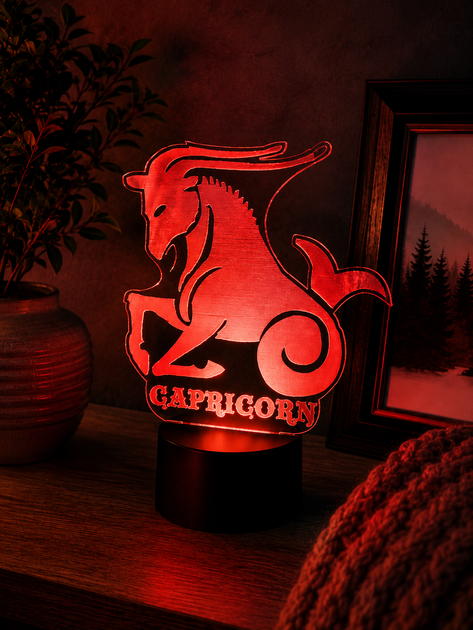 Акриловый LED светильник Козерог (Capricorn)/bluetooth/настольный ночник с 3D эффектом - изображение 9