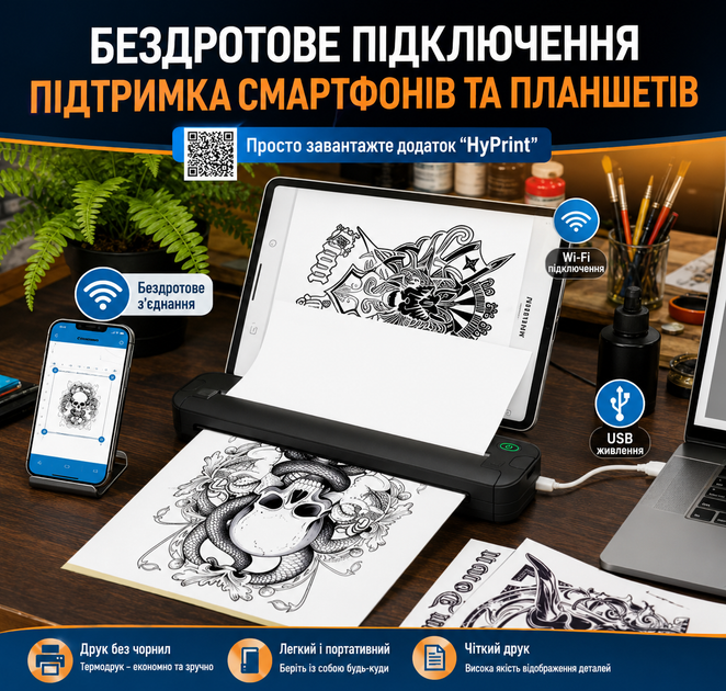 Принтер тату шаблонов Трансферный аккумуляторный принтер Портативный принтер термопечати документов - Фото 6 Принтер тату шаблонов Трансферный аккумуляторный принтер Портативный принтер термопечати документов - изображение 6