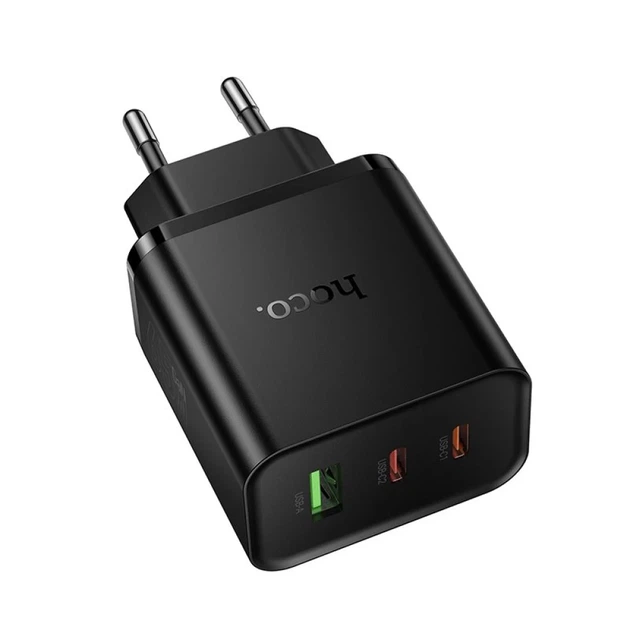 Сетевое зарядное устройство Hoco N75 2x USB-C + USB-A QC3.0 PD 65W Black (6942007673839) - изображение 2
