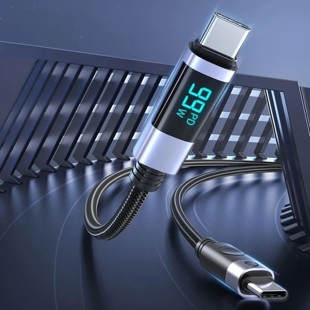 Kabel Orico LDC2C USB‑C to USB‑C PD 100W z wyświetlaczem LED 480Mb/s 2 m 2 szt. (6942227126467) - obraz 4