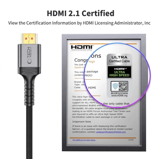 Кабель Tech-Protect UltraBoost HDMI 2.1 4K 120Hz / 8K 60Hz 300cm Black (5906302323692) - Фото 9 Кабель Tech-Protect UltraBoost HDMI 2.1 4K 120Hz / 8K 60Hz 300cm Black (5906302323692) - изображение 9