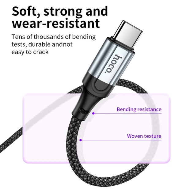 Кабель Hoco X121 USB C to USB C PD 3A 1.5 m Black (6942007663779) - изображение 6
