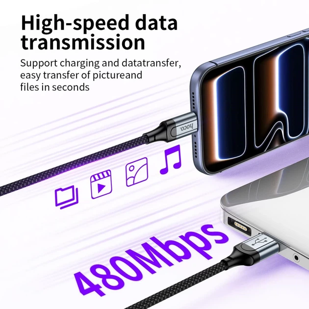 Кабель Hoco X121 USB C to USB C PD 3A 1.5 m Black (6942007663779) - изображение 8