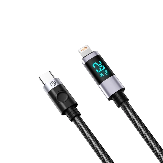 Kabel Orico LDC2L USB‑C to Lightning PD 29W LED Display 1.5 m Black (6954301128052) - obraz 4