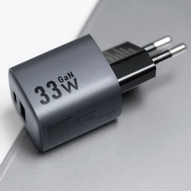 Сетевое зарядное устройство Forcell F-Energy GaN USB C + USB A QC4.0 PD 3A 33W Grey (5903396231438) - Фото 2 Сетевое зарядное устройство Forcell F-Energy GaN USB C + USB A QC4.0 PD 3A 33W Grey (5903396231438) - изображение 2