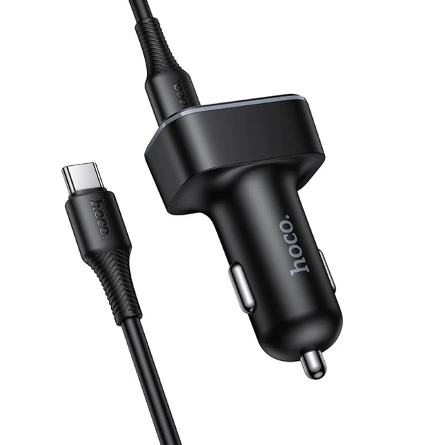 Автомобильное зарядное устройство Hoco Z63B USB A + USB C QC3.0 PD 48W + кабель USB C к C Black (6942007666251) - изображение 4