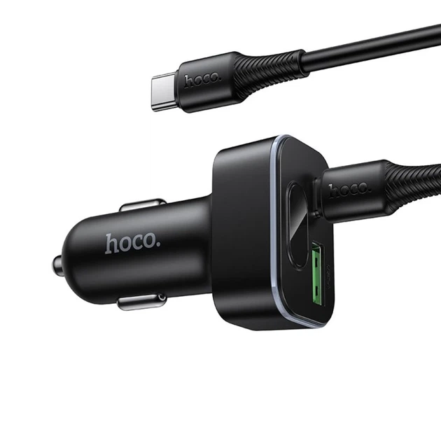 Автомобильное зарядное устройство Hoco Z63B USB A + USB C QC3.0 PD 48W + кабель USB C к C Black (6942007666251) - изображение 5
