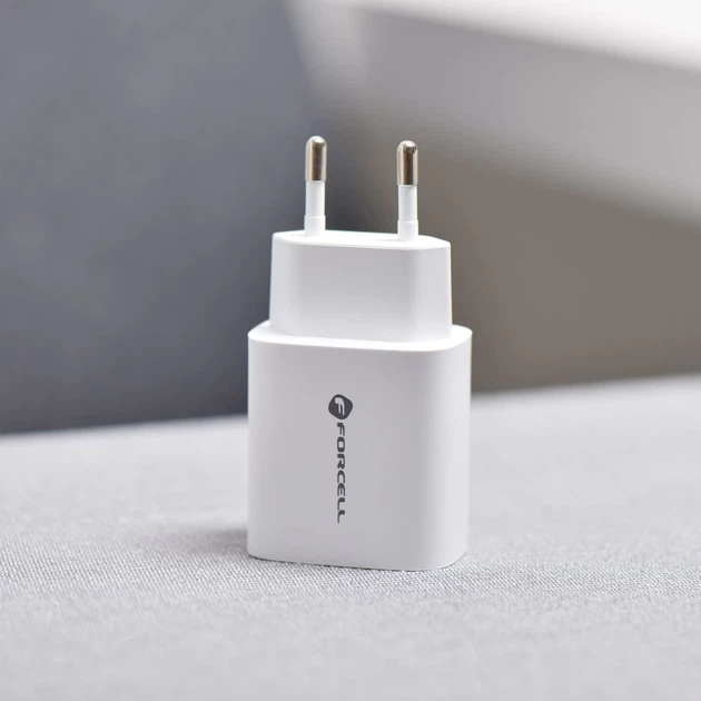 Зарядное устройство Forcell F-Energy USB C + USB A QC4.0 PD 3A 30W White (5903396198052) - Фото 11 Зарядное устройство Forcell F-Energy USB C + USB A QC4.0 PD 3A 30W White (5903396198052) - изображение 11