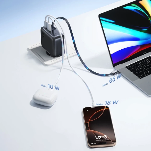 Ładowarka sieciowa Baseus EnerCore CJ11 100W USB-A USB-C ze składanym kablem USB-C Black (6932172695606) - obraz 11