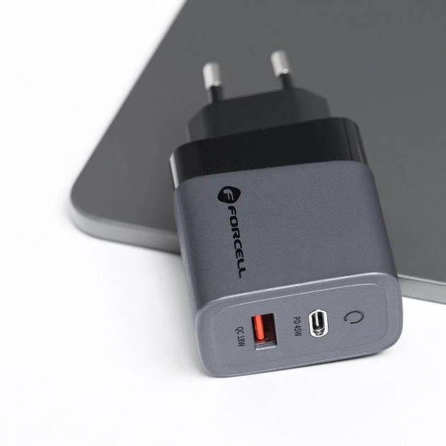 Сетевое зарядное устройство Forcell F-Energy GaN USB C + USB A QC4.0 PD 4A 45W Grey (5904596231440) - изображение 5