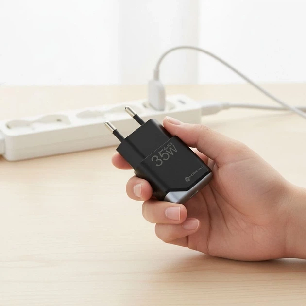 Зарядное устройство Forcell F-Energy Ultra Slim GaN III USB C PD QC4.0 3A 35W Black (5903396397813) - изображение 3
