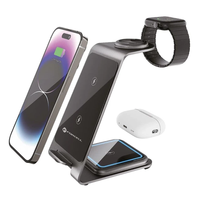 Беспроводное зарядное устройство Forcell F-Energy 3in1 Simply Charge для Apple Watch/Samsung Watch Grey (5903396384868) - изображение 2