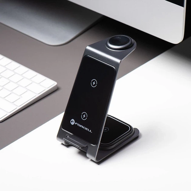 Беспроводное зарядное устройство Forcell F-Energy 3in1 Simply Charge для Apple Watch/Samsung Watch Grey (5903396384868) - изображение 5