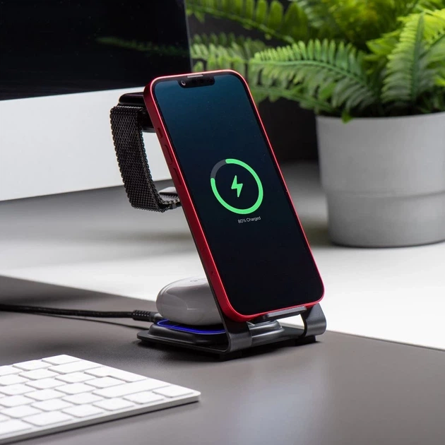 Беспроводное зарядное устройство Forcell F-Energy 3in1 Simply Charge для Apple Watch/Samsung Watch Grey (5903396384868) - изображение 8