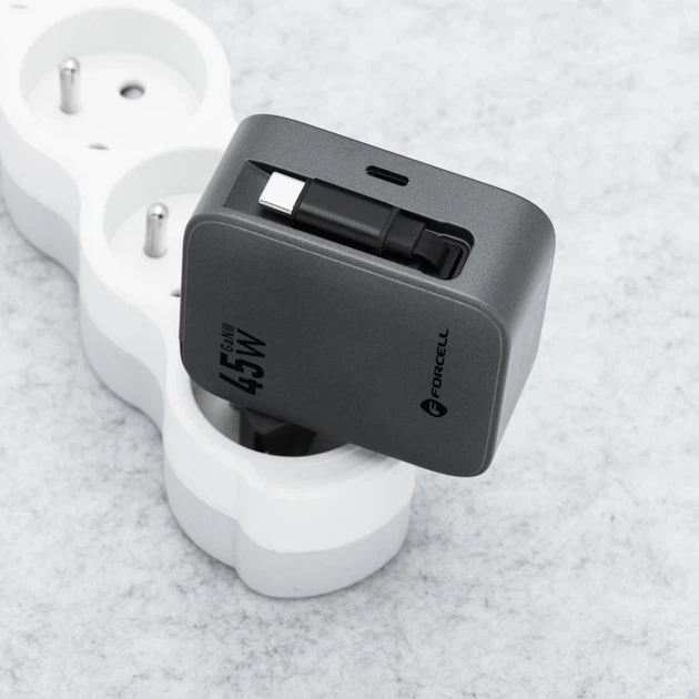 Зарядное устройство Forcell F-Energy GaN USB C + кабель USB C PD QC4.0 3A 45W Grey (5903396390821) - Фото 7 Зарядное устройство Forcell F-Energy GaN USB C + кабель USB C PD QC4.0 3A 45W Grey (5903396390821) - изображение 7