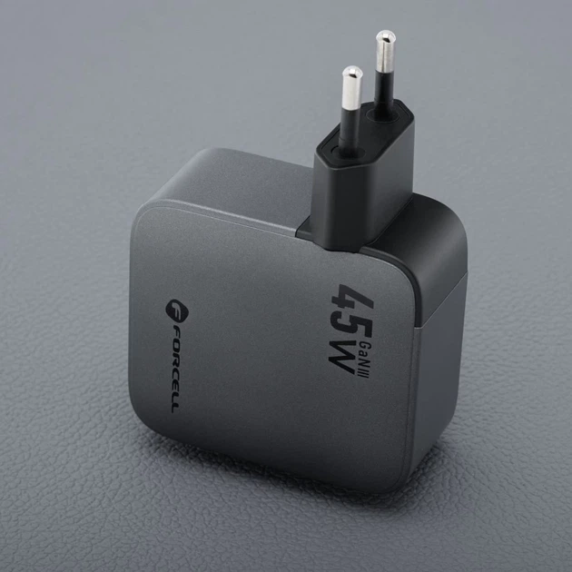 Зарядное устройство Forcell F-Energy GaN USB C + кабель USB C PD QC4.0 3A 45W Grey (5903396390821) - Фото 8 Зарядное устройство Forcell F-Energy GaN USB C + кабель USB C PD QC4.0 3A 45W Grey (5903396390821) - изображение 8