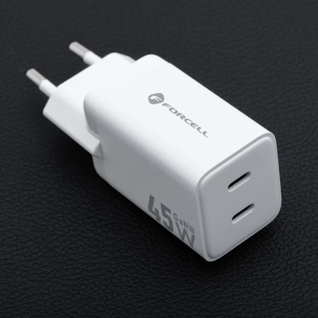 Зарядное устройство Forcell F-Energy Mini GaN III 2 x USB C PD QC4.0 45W White (5903396380129) - изображение 6