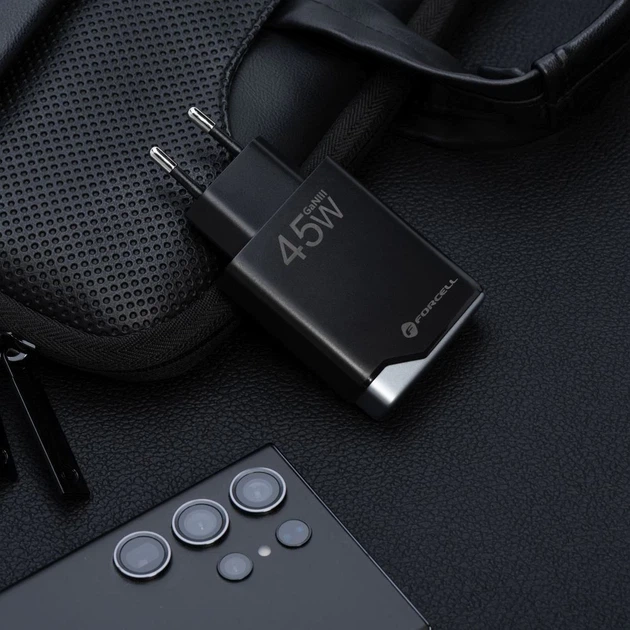 Сетевое зарядное устройство Forcell F-Energy Ultra Slim GaN III 2x USB-C PD QC4.0 3A 45W Black (5903396397820) - изображение 6