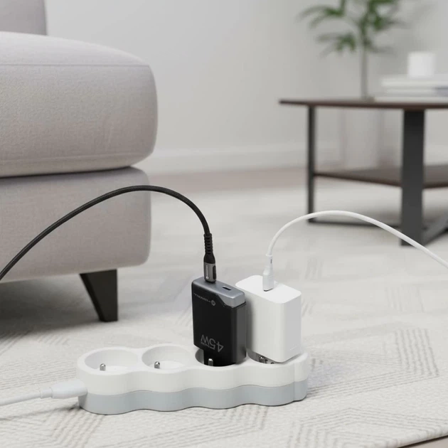 Сетевое зарядное устройство Forcell F-Energy Ultra Slim GaN III 2x USB-C PD QC4.0 3A 45W Black (5903396397820) - изображение 7