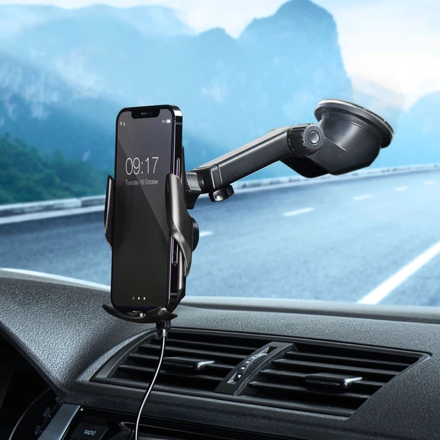 Автотримач Forcell F-Grip HS1 Qi 15W Black (5903396092176) - зображення 10