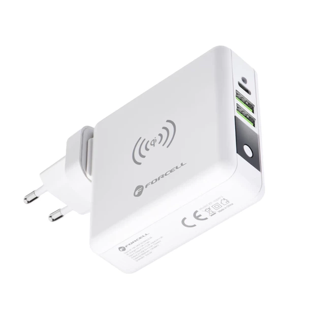 Многофункциональное зарядное устройство Forcell F-Energy 4в1 2 x USB A + USB C 15W + Power Bank 8000mAh + беспроводная зарядка White (5903396072475) - Фото 6 Многофункциональное зарядное устройство Forcell F-Energy 4в1 2 x USB A + USB C 15W + Power Bank 8000mAh + беспроводная зарядка White (5903396072475) - изображение 6