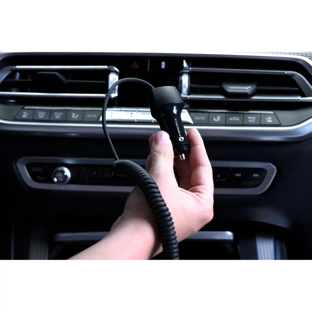 Автомобильное зарядное устройство Forcell F-Energy Carbon USB A QC3.0 PD 3A 38W с кабелем USB C Black (5903396133831) - изображение 6