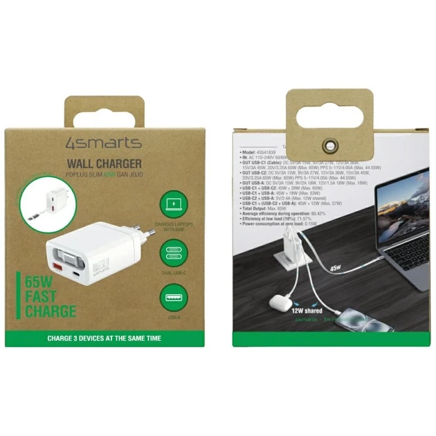 Ładowarka 4smarts PDPlug Slim 65 W GaN Jojo White (4252011914265) - obraz 9