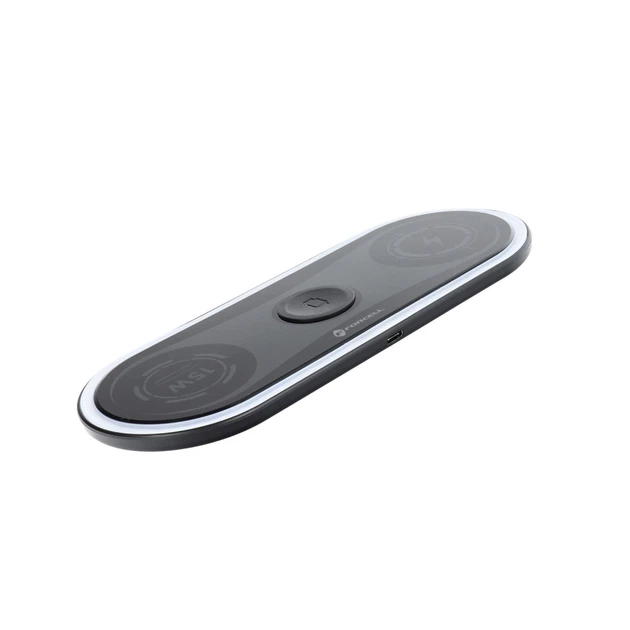 Ładowarka bezprzewodowa Forcell F-Energy Ellipse 3w1 Qi QC 15W do Apple + kabel USB-C to USB-A Black (5903396208133) - obraz 4