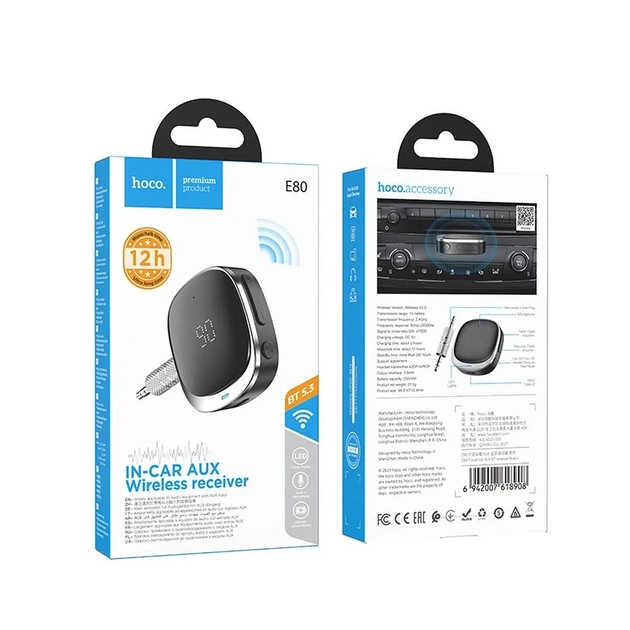 Адаптер AUX Hoco E80 Bluetooth Jack 3.5 mm з дисплеєм Black (6942007618908) - Фото 8 Адаптер AUX Hoco E80 Bluetooth Jack 3.5 mm з дисплеєм Black (6942007618908) - зображення 8