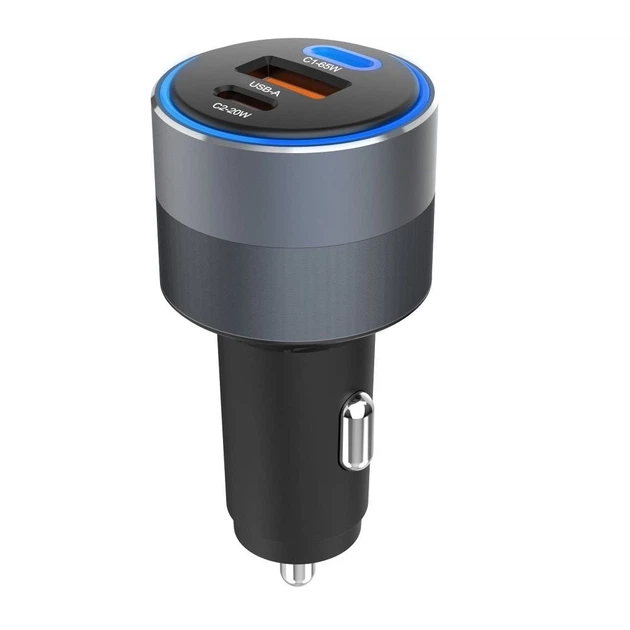 Автомобільний зарядний пристрій Forcell F-Energy Alu 2 x USB C + USB A QC4.0 PD SFC2.0 3A 85W Grey (5903396275746) - зображення 5