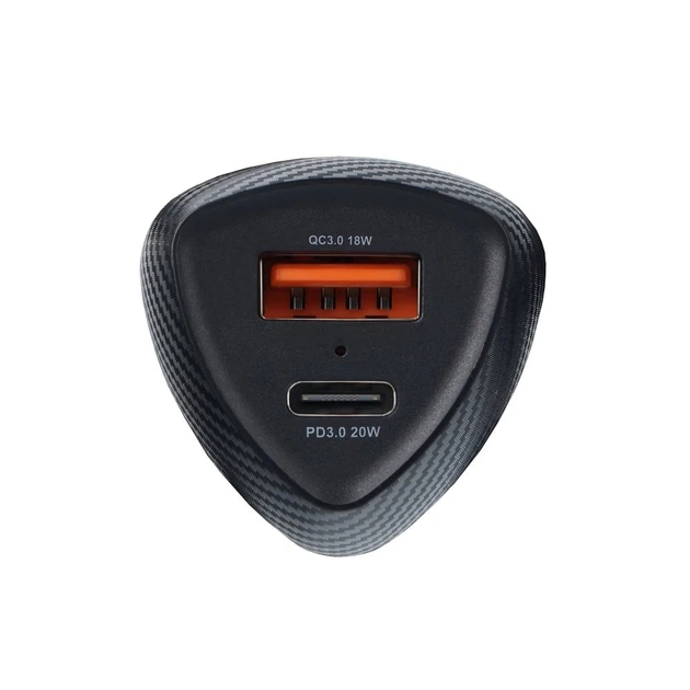 Автомобильное зарядное устройство Forcell F-Energy Carbon USB C + USB A QC3.0 PD 3A 38W Black (5903396133770) - изображение 3