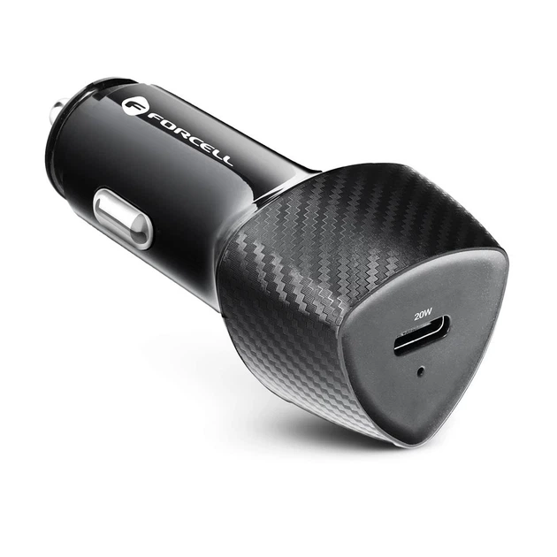 Автомобильное зарядное устройство Forcell F-Energy Carbon USB C QC3.0 PD 3A 20W Black (5903396133817) - изображение 2