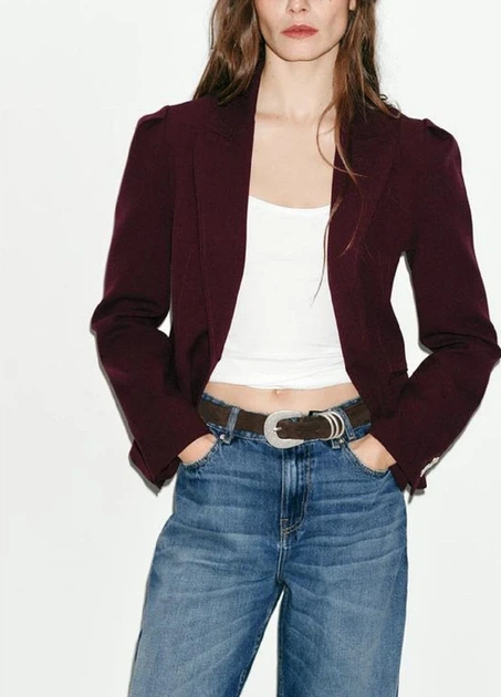 Піджак Zara 17896 Бордовий XL (2254) - Фото 1 Піджак Zara 17896 Бордовий XL (2254) - изображение 1
