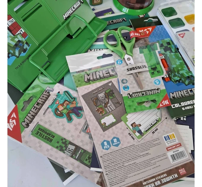 Великий набір канцтоварів Minecraft для першокласника YES 68 предметів - Фото 2 Великий набір канцтоварів Minecraft для першокласника YES 68 предметів - изображение 2