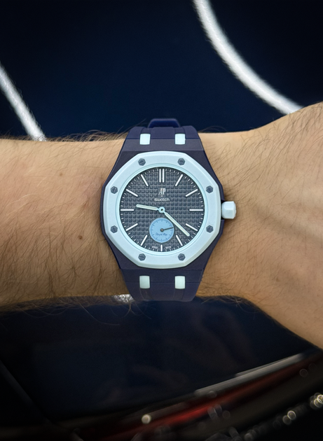 Наручные часы в стиле Audemars Piguet Swatch Royal Pop механика Синие - изображение 5