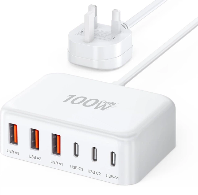 Зарядная станция Zomyan 100W GaN на 6 портов (USB-C + USB-A) – быстрая зарядка - Фото 1 Зарядная станция Zomyan 100W GaN на 6 портов (USB-C + USB-A) – быстрая зарядка - изображение 1