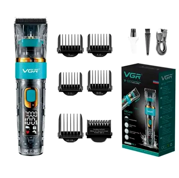 Набор для стрижки VGR V-695 Black машинка для волос и бороды с аккумулятором 6 насадок для домашнего и профессионального использования - изображение 5