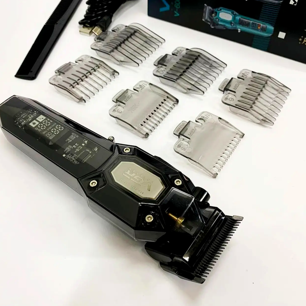 Машинка для стрижки VGR V-600 аккумуляторная с LED дисплеем 6 насадок для волос с регулировкой длины 0 8 12 мм - изображение 5