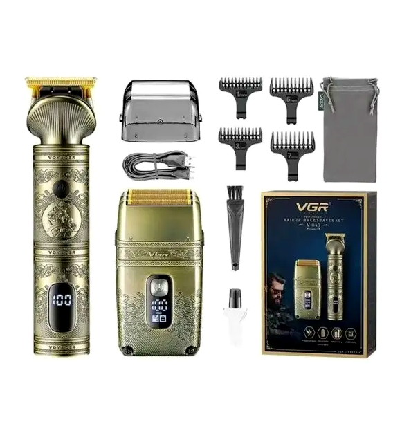 Триммер VGR V-097 Gold для стрижки волос и бороды с 4 насадками и аккумулятором на 400 минут работы - изображение 4