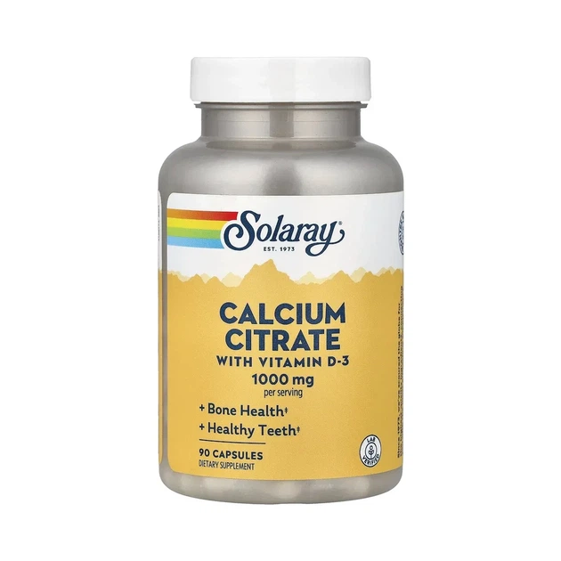 Кальций с витамином D3 в форме цитрата Calcium w/ D3 Citrate 1000 мг Solaray, 90 капсул - Фото 3 Кальций с витамином D3 в форме цитрата Calcium w/ D3 Citrate 1000 мг Solaray, 90 капсул - изображение 3