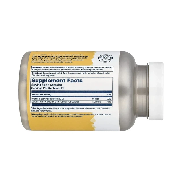 Кальций с витамином D3 в форме цитрата Calcium w/ D3 Citrate 1000 мг Solaray, 90 капсул - Фото 8 Кальций с витамином D3 в форме цитрата Calcium w/ D3 Citrate 1000 мг Solaray, 90 капсул - изображение 8