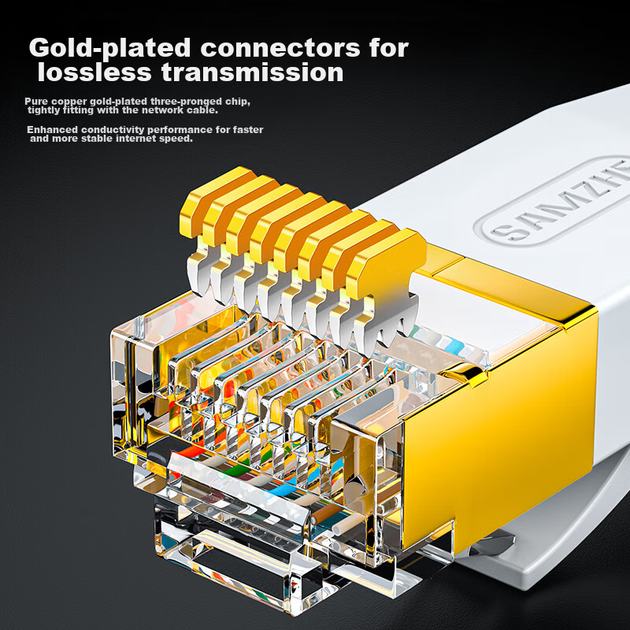 Патч-корд SAMZHE 6150PBS Cat 6 UTP 1 Гбит/с плоский 15 м Белый - изображение 7