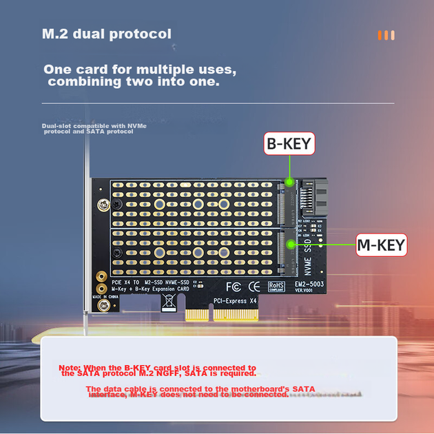 Адаптер EB-LINK PCIe 4.0 x4 на два разъема M.2 NVMe и SATA - изображение 8